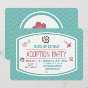 Adoption Shower Modern Pink & Blue Butterfly Invitation