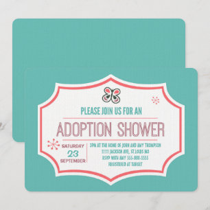 Adoption Shower Modern Pink & Blue Butterfly Invitation
