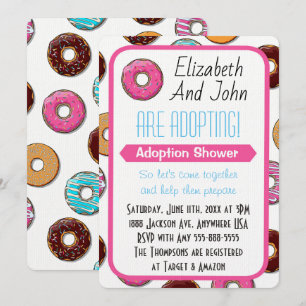 Adoption Shower Modern Pink Doughnut Party Invitation