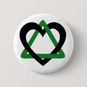 Adoption Triangle Black Green 6 Cm Round Badge