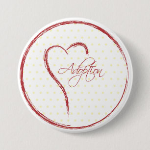Adoption, Yellow Dots with Red Heart 7.5 Cm Round Badge