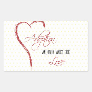 Adoption, Yellow Dots with Red Heart Rectangular Sticker