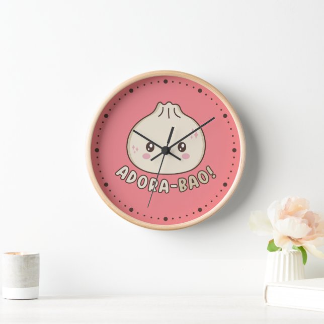 Adora-Bao Cute Kawaii Bao Dumpling Pun Lover  Clock (Home)