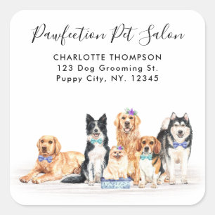 Adorabl Dogs Pet Sitter Dog Groomer Return Address Square Sticker
