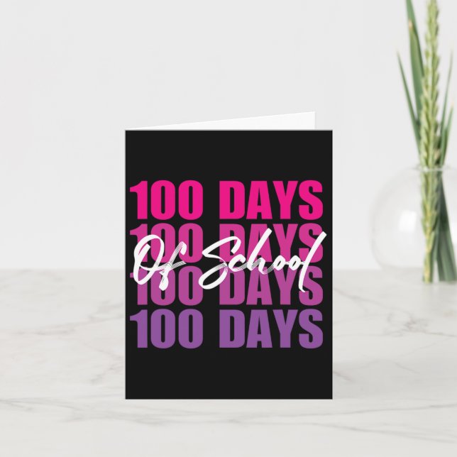 Adorable 100 Days Of School Retro Gradient 100th D Card (Front)
