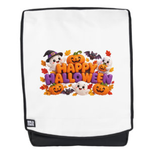 Adorable 3D Clay Happy Halloween Spooky Cute Ghost Backpack