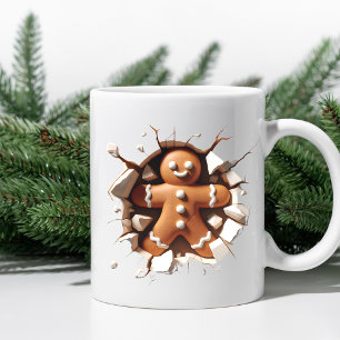 Adorable 3D Gingerbread Man Christmas Coffee Mug