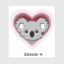 Adorable 3d Heart Koala Bear Love Sticker