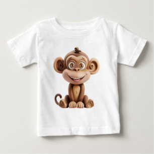 Adorable 3D Monkey – Cute Cartoon Jungle Animal Baby T-Shirt