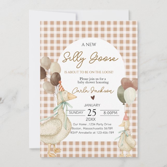 Adorable A New Silly Goose Baby Shower Invitation (Front)