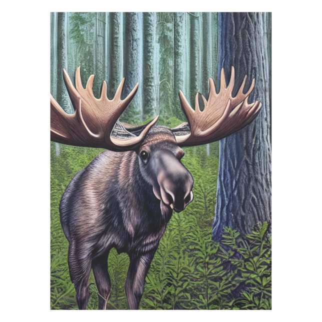 Adorable Abstract Little Moose Tablecloth (Front)