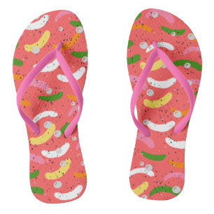 Adorable abstract pattern cute pink white green flip flops