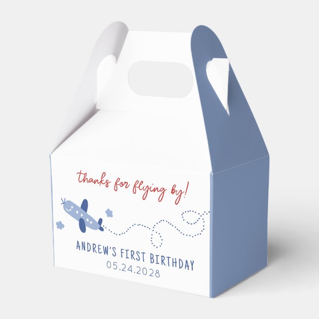 Adorable Aeroplane How Time Flies Birthday Party Favour Box (Front Side)