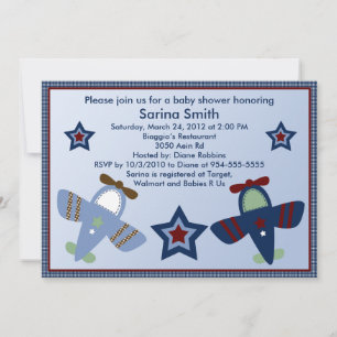 Adorable Aeroplanes/Aviator Baby Shower Invitation