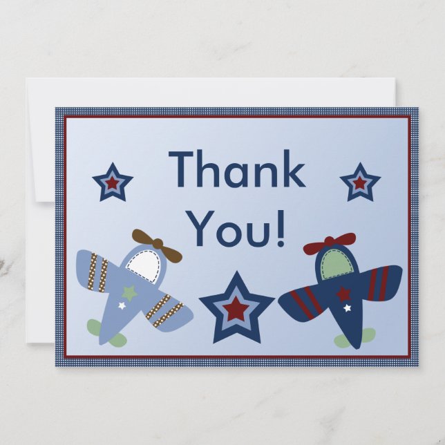 Adorable Aeroplanes/Aviator Thank You Card (Front)