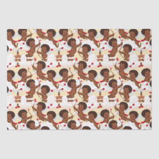 Adorable African American Cherub with Hearts  Tissue Paper