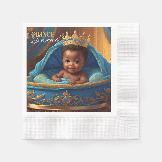 Adorable African Prince Royal Baby Shower/Birthday Napkin (Front)