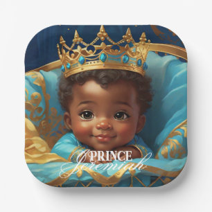 Adorable African Prince Royal Baby Shower/Birthday Paper Plate