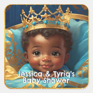 Adorable African Prince Royal Baby Shower/Birthday Square Sticker
