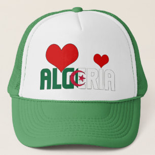 Adorable Algeria Flag Hearts Patriotic Trucker Hat