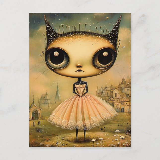 Adorable Alien in a Pink Dress Postcard (Front)
