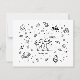 Adorable Alien Space Baby Shower Thank You Card