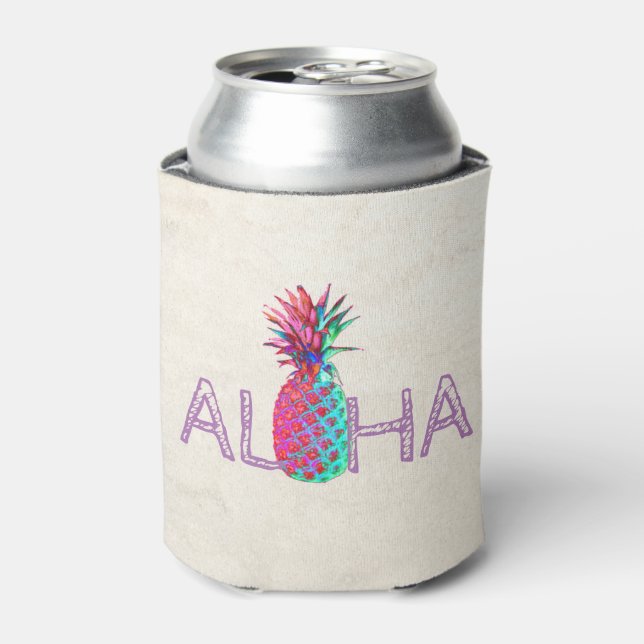 Adorable Aloha Hawaiian Pineapple Can Cooler (Can Front)