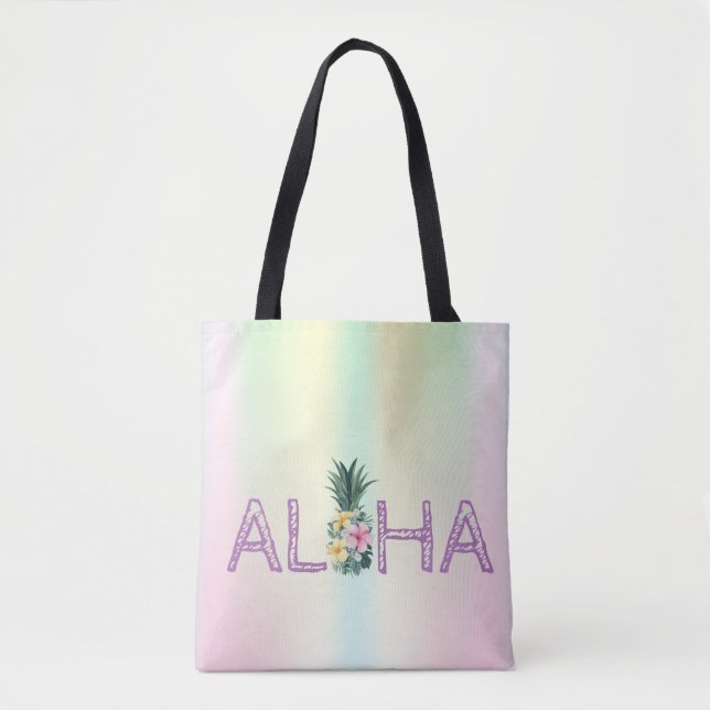 Adorable Aloha Hawaiian Pineapple Flowers Colourfu Tote Bag (Front)