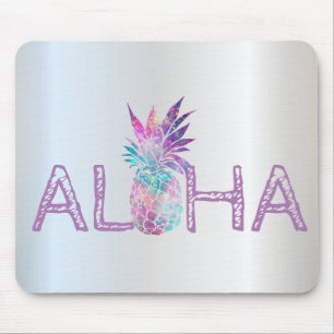 Adorable Aloha Hawaiian Pineapple, Silver Mouse Mat