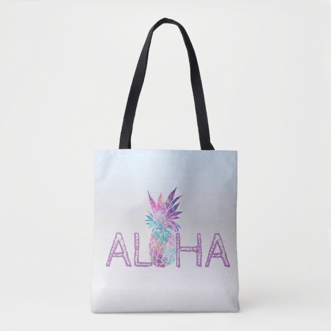 Adorable Aloha Hawaiian Pineapple, Silver Tote Bag (Front)
