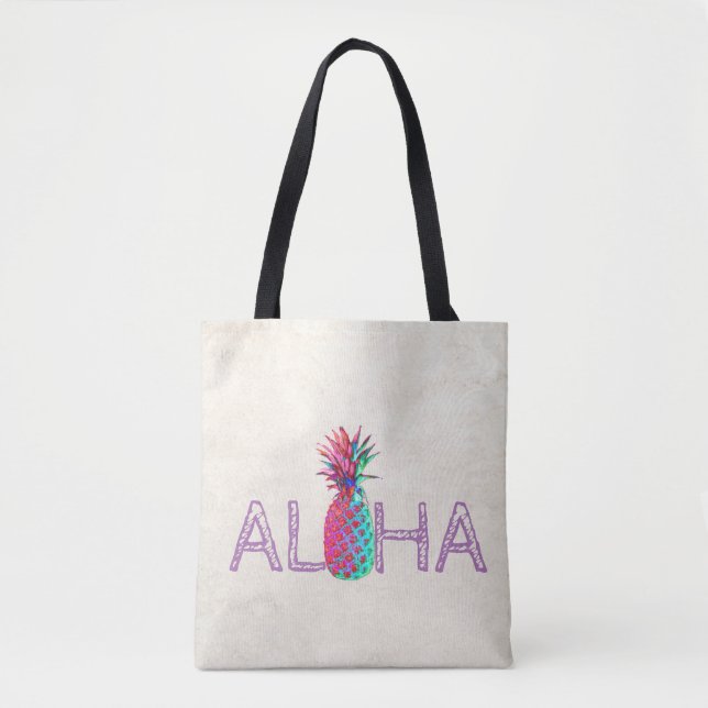 Adorable Aloha Hawaiian Pineapple Tote Bag (Front)