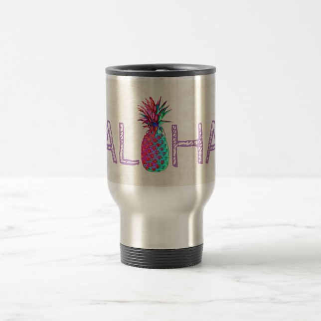 Adorable Aloha Hawaiian Pineapple Travel Mug (Center)