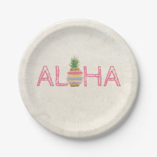 Adorable Aloha Hawaiian Striped Pineapple  Paper Plate