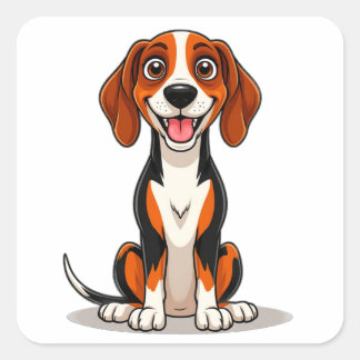 Adorable American English Coonhound Pet Square Sticker
