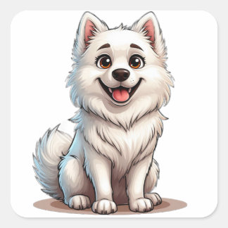 Adorable American Eskimo Dog Dog Mum Design Square Sticker