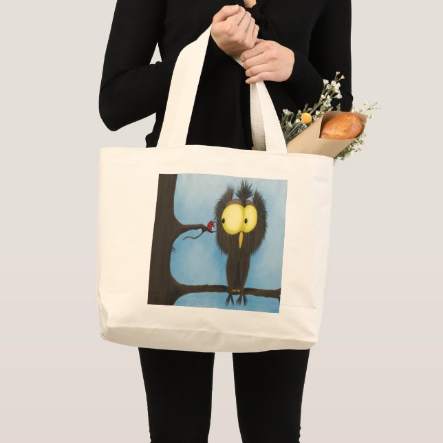 Adorable And Colourful Owl Oliver Large Tote Bag (Front (Product))