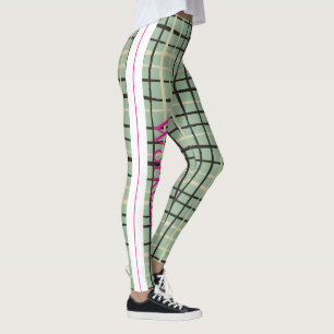 Adorable and cute Scottish pattern l Sage green Leggings