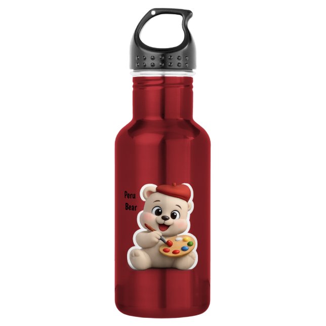 Adorable and Cute Teddy Bear Design 532 Ml Water Bottle (Front)