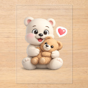 Adorable and Cute Teddy Bear Design Acrylic Invitations