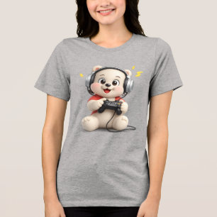 Adorable and Cute Teddy Bear Design Tri-Blend Shirt