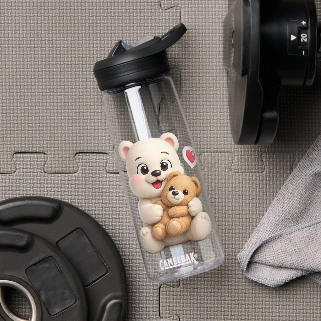  Adorable and Cute Teddy Bear Design Water Bottle (Gym (Rotated))