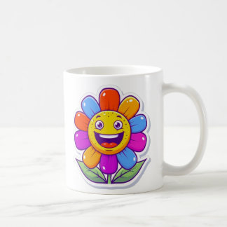adorable and smiling cartoon flower coffee mug