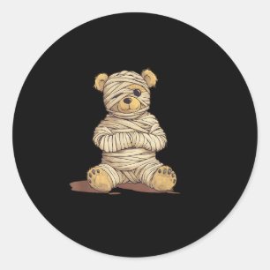 Adorable And Spooky Teddy Bear As Mummy Costume Classic Round Sticker