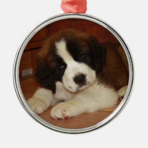 Adorable and Sweet St. Bernard Puppy Metal Tree Decoration