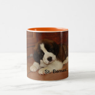 Adorable and Sweet St. Bernard Puppy Two-Tone Coffee Mug