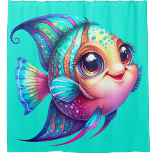 "Adorable Angelfish Splash" Shower Curtain