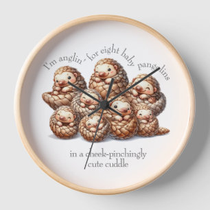 Adorable Anglin' for 8 Cute Cuddling Pangolins Clock