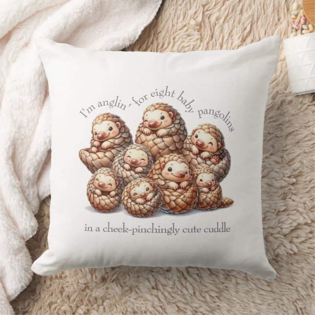 Adorable Anglin' for 8 Cute Cuddling Pangolins Cushion (Blanket)