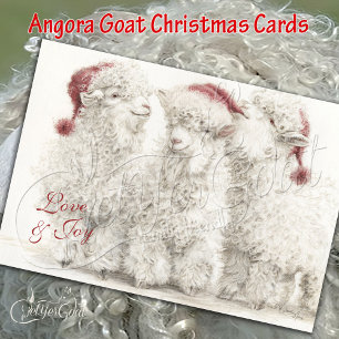 Adorable Angora Goat Christmas Trio Card