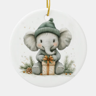 Adorable Animal Christmas Series Baby Elephant Ceramic Tree Decoration
